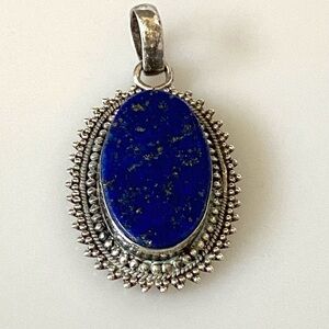 925 Sterling Silver Lapis Lazuli Pendant 14.96g Oval